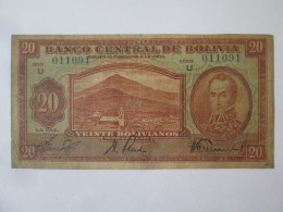 Bolivia 20 Bolivianos 1928 Banknote Series 011091 See Pictures - Bolivie
