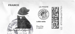 MON TIMBRE EN LIGNE LETTRE ENTIERE DE 2023, CHIEN AVEC MEDAILLE, LETTRE SUIVIE, VOIR LES SCANNERS - Lettres & Documents