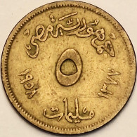 Egypt - 5 Milliemes AH1377-1958, KM# 379 (#3844) - Egypt