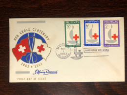 PHILIPPINES FDC COVER 1963 YEAR RED CROSS HEALTH MEDICINE STAMPS - Philippines