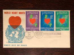 PHILIPPINES FDC COVER 1972 YEAR CARDIOLOGY HEART HEALTH MEDICINE STAMPS - Philippines