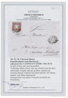 Württemberg: MiNr. 24 - Einzelfrankatur: BPP Attest - Lettres & Documents