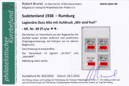 Sudetenland 1938- Rumburg: MiNr. 49 Zf S/w, Postfrisch - Sudetes