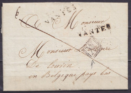 L. Datée 13 Septembre 1827 De NANTES Pour LOUVAIN - Griffe "??? / NANTES" & Marque [??] - Port "6" - 1815-1830 (Dutch Period)