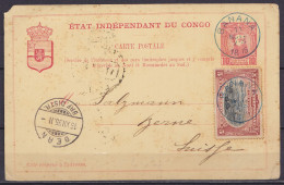 Etat Indépendant Du Congo - EP CP 10c (N°7) + N°15 Càd Bleu BANANA /11 NOV 1895 Pour BERNE (Suisse) Càpt Arrivée BERN /1 - Stamped Stationery