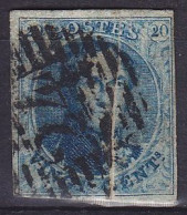 Belgique - N°7 - Médaillon 20c Bleu - Pli Accordéon D24 BRUXELLES - 1851-1857 Medaglioni (6/8)