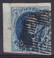 Belgique - N°7-V19 - 20c Bleu Médaillon - Variété - éclat De Gravure D4 ANVERS - BdF - 1851-1857 Medallions (6/8)