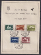 Danzig WHW Schiffe MiNo. 284/88 Auf Sonderblatt Mit SSt 20.April 1939 .. Ehrenbürger Der Freien Stadt Danzig - Cartas & Documentos