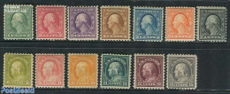 United States Of America 1916 Definitives, Perf. 10, 13v, Shortset (1c-15c), Unused (hinged) - Unused Stamps