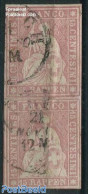 Switzerland 1854 15R Pair. Print Period 1857/60, Used, Carmine Pink, Used Stamps - Gebraucht
