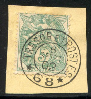 REF 002 > TYPE BLANC < OBLITERATION 1902 TRESOR Et POSTE N° 68 Sur Fragment - 1900-29 Blanc