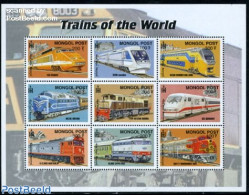 Mongolia 2000 Railways 9v M/s, Mint NH, History - Transport - Netherlands & Dutch - Railways - Geografía