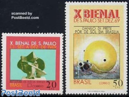 Brazil 1969 Sao Paulo Biennale 2v, Mint NH, Art - Modern Art (1850-present) - Sculpture - Unused Stamps