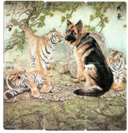 Tigre Chien Berger  Puzzle 6  Télécartes Chine China Phonecard  Telefonkarte (P 54) - China