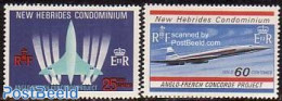 New Hebrides 1968 Concorde 2v E, Mint NH, Transport - Concorde - Aircraft & Aviation - Ungebraucht