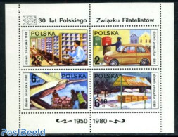Poland 1980 Stamp Day S/s, Mint NH, Transport - Mail Boxes - Post - Stamp Day - Automobiles - Unused Stamps