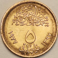 Egypt - 5 Milliemes AH1397-1977, Corrective Revolution, KM# 463 (#3850) - Egypt