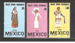 1981 MÉXICO TRAJES TÍPICOS SERIE Sc. 1231-1233 MNH,  TYPICAL NATIONAL COSTUMES - Mexico