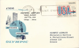 USA Postmark (3549): 1969 Sport Olympic Flight Chicago Athenes - 1961-80