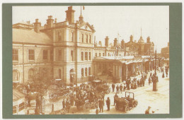 Euston, London : VINTAGE CAR / AUTO, HORSES/COACHES - Derby Station, June 1906 - (England) - PKW