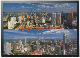 Greetings From Kuala Lumpur - Petronas Twin Towers And 'KL' Tower - (Malaysia) - (Size: 16 Cm X 11.5 Cm) - Malesia