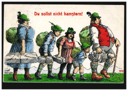 Karikatur-Ansichtskarte Du Sollst Nicht Hamstern!, HAMBURG 20.9.1917 - Humor