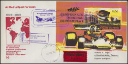 Flugpost Lufthansa 40 Jahre Brasilien-Deutschland LH 507 Formel-1-Block 7.2.1974 - Primeros Vuelos