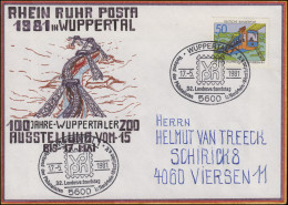 RRP Wuppertaler Schwebebahn Selbstgemalter Brief SSt Wuppertal Vdph 17.5.1981 - Otros (Tierra)