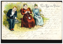 Karikatur-AK Die Anstandsdame - Keine Rose Ohne Dornen!, 11.5.1900  - Humor