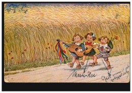 Karikatur-AK Wandervögel - Drei Mädchen Mit Gitarren Auf Wanderschaft, KÖLN 1925 - Humor