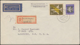 611+613 Flugpostmarken 35 Pf. Und 1 DM Auf Lp.-R-Brief OELSNITZ (VOGTL) 21.9.58 - First Flight Covers