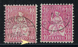 SUISSE Ca. 1867-78: Le ZNr. 38, Obl. CAD, 2 Nuances - Used Stamps