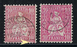 SUISSE Ca. 1867-78: Le ZNr. 38, Obl. CAD, 2 Nuances - Gebruikt