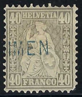 SUISSE Ca. 1867: Le ZNr. 42, Obl. Bleue "SPECIMEN*, Coin SE Faible, Forte Cote - Usati