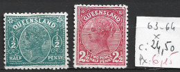 QUEENSLAND 63-64 * Côte 24.50 € - Used Stamps