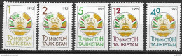 1995  Tadschikistan Mi. 75-79 **MNH   Staatswappen - Tajikistan