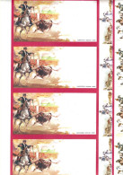 PLANCHE ANCIENNE ORIGINALE TICKETS DE CORRIDA A CHEVAL TAUROMACHIE TAUREAUX DE CORRIDA ILLUSTRATEUR ESPAGNE - Tickets - Entradas