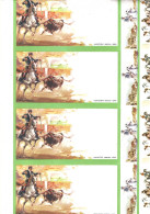 PLANCHE ANCIENNE ORIGINALE TICKETS DE CORRIDA A CHEVAL TAUROMACHIE TAUREAUX DE CORRIDA ILLUSTRATEUR ESPAGNE - Tickets - Entradas