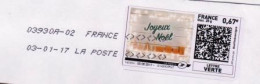 MON TIMBRE EN LIGNE " JOYEUX NOËL " Oblitéré  TOSHIBA 03930A-02 Sur Enveloppe Entière (123)_Ti1905 - Other & Unclassified