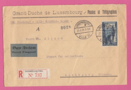LETTRE RECOMMANDEE PAR AVION DE LUXEMBOURG, AVEC TIMBRE "VUE D'ECHTERNACH 3 FRANCS",POUR LINKÖPING,SUEDE,1929. - Brieven En Documenten
