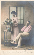COUPLES - Reine De Mon Cœur - Fleuris Royalement Mon Logis - Carte Postale Ancienne - Paare