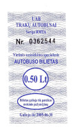 2005 Lithuania School, Gymnasium Coupon 0.5Lt For Travel By Bus From The Village To The Trakai - Lituanie