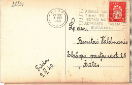 LATVIA LETTLAND MACHINE SLOGAN CANCELLED-ADRESE UZRADIET ..... 9.05.1940. - Lettonia