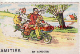 ILLUSTRATEUR JEAN CHAPERON - AMITIES DE LIMOGES - VESPA PARTIE DE PECHE - Chaperon, Jean