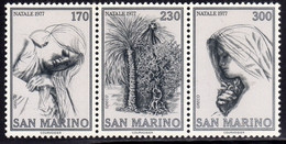 REPUBBLICA DI SAN MARINO 1977 NATALE CHRISTMAS NOEL WEIHNACHTEN NAVIDAD TRITTICO SERIE COMPLETA COMPLETE SET MNH - Nuovi