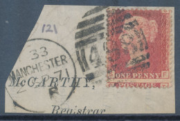 GB QV LE 1d Pl.121 (SF) On Piece Superb Used With Duplex Postmark „MANCHESTER / 498“, Lancashire (4VODA3)  With Very Rar - Usati