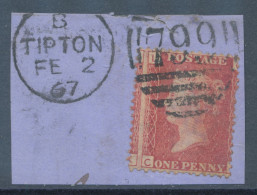 GB QV LE 1d Pl.100 (CL) On Piece Superb Used With Duplex Postmark „TIPTON / 799“, Staffordshire (4VODA – EARLIEST DATE - Gebruikt