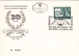 30 YEARS STAMP DAY,  COVERS  FDC  1965  AUSTRIA - Journée Du Timbre