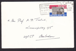 Netherlands: Cover, 1980, 1 Stamp, CEPT, Europa, Cancel New Post Office Utrecht Hoog Catharijne (minor Damage) - Cartas & Documentos