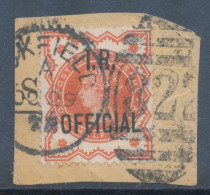 GB OFFICIALS QV ½d Orange Jubilee With Overprint „I.R. / OFFICIAL“ Very Fine Used Piece With Duplex Postmark „UCKFIELD / - Servizio